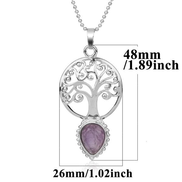 

of life faceted natural stone water drop tree pendants necklaces yoga healing crystal beads for women fashion jewelry