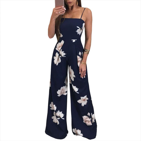 

2020 summer elegant jumpsuit for women backless floral print rompers womens jumpsuit long pants casual beach overalls dg401, Black;white