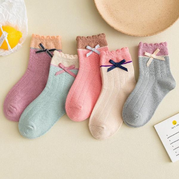 

baby girl princess socks bow girls cotton sock soft toddler lace socks bowknot children footsocks baby clothing 5 colors dw6240, Pink;yellow