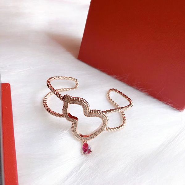 

classic fashion gourd shape ruby open design bracelet imported material high-end atmosphere bracelet ing, Red;brown