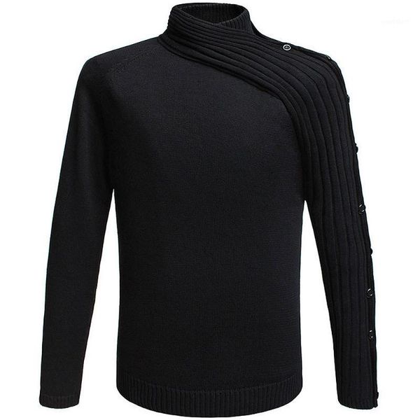 

men's mandarin collar cotton pullover warm autumn winter thick soft slim fit patchwork casual clothes knitted male sweater pull1, White;black