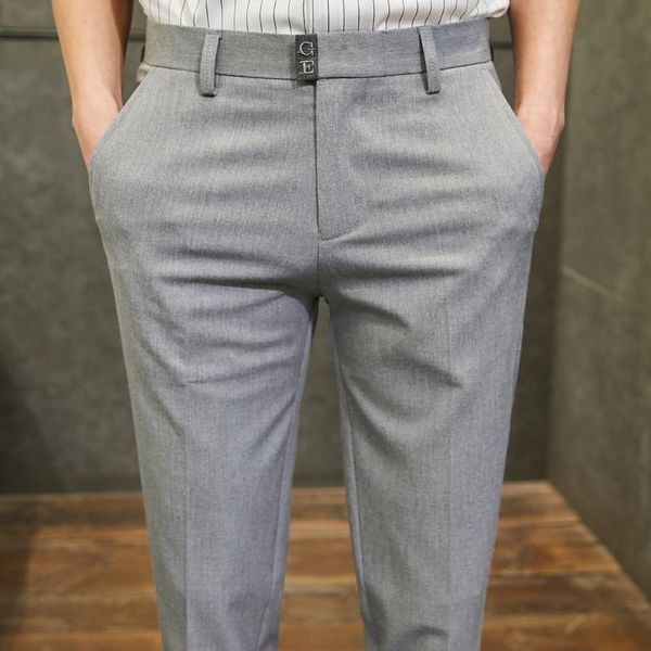 

summer men suit pants grey classic business dress pants wedding office social trousers casual slim male clothing, White;black