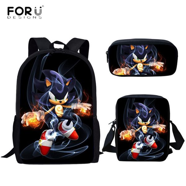 

forudesigns school bags cartoon sonic the hedgehog 3d printing boys girl student backpack book pencil mochia escolar c1019