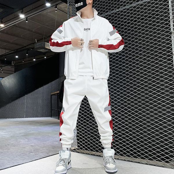 

patchwork hip hop casual men's sets 2020 korean style 2 piece sets clothes men streetwear fitness male tracksuit men outfit set, Gray