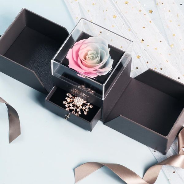 

dried flower jewelry box everose, red rose, candied rose, belle special christmas valentine gift deco