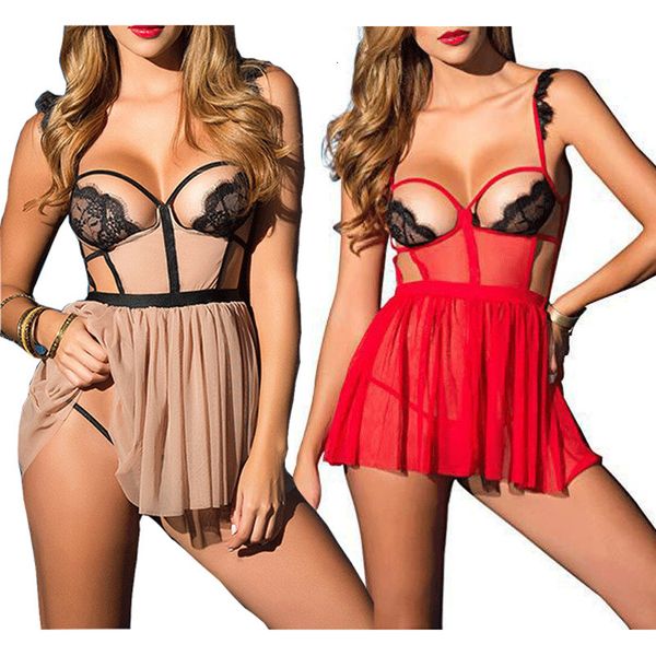 

backless lace babydoll g-string erotic underwear sleepwear porno lingerie nightwear, Black;white