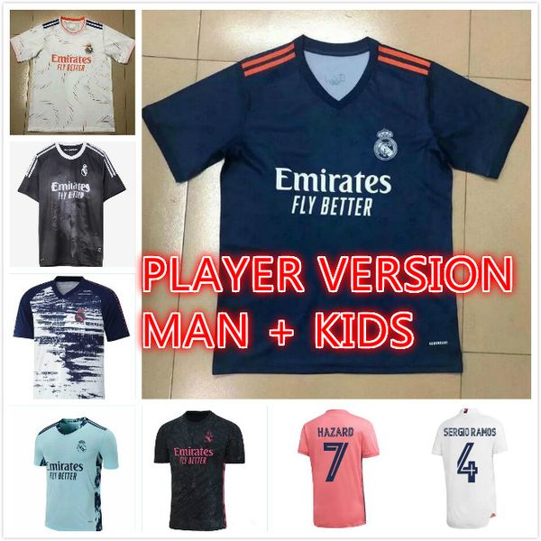 

man kids kit real madrid soccer jersey 20 21 22 hazard sergio ramos benzema vinicius 2020 2021 camiseta football shirt uniforms kids jersey, Black