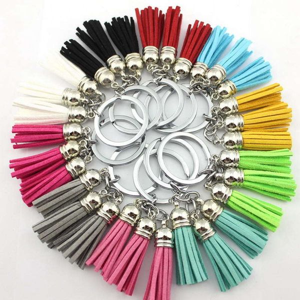 

velvet keychains trendy tassel 2.5cm for women bright rhodium tone key ring for car and bag pendant keychain jewelry acc, Slivery;golden