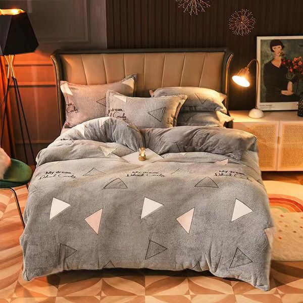 

justchic simple print grey duvet cover pillowcase thicken winter home bedding set  200x230cm quilt cover + 2pcs pillow case