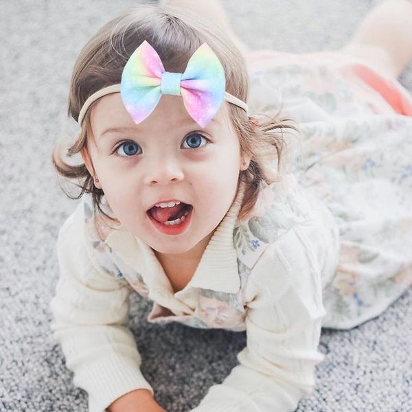 

floral nylon headbands 4'' hair bows christmas fabric handmade hair band elastic diy girls accessories mujer bands1, Slivery;white