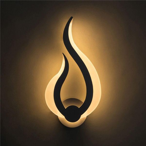 

led light modern wall lamp acrylic sconce 10w ac90-260v flame shape indoor bathroom bedroom living room hallway art decoration