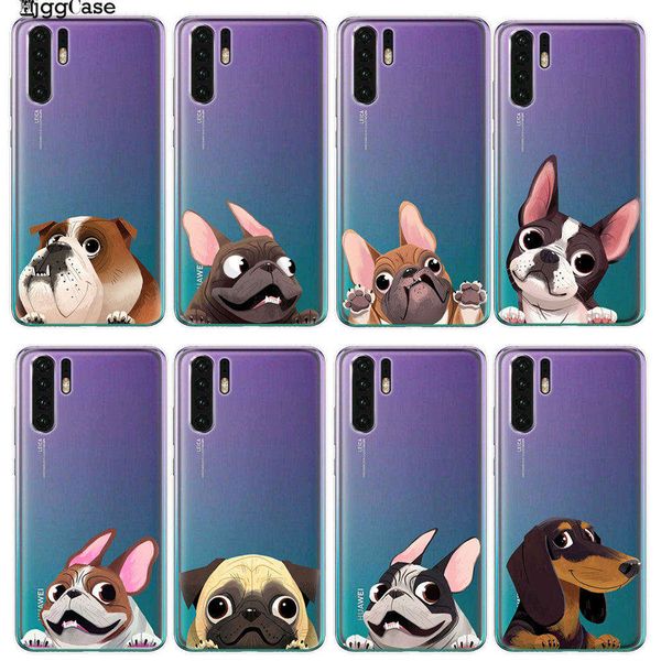 

cute animal pug dog cartoon bulldog tpu soft phone case for coque huawei p8 p9 p10 p20 p30 mate 20 10 30 lite pro