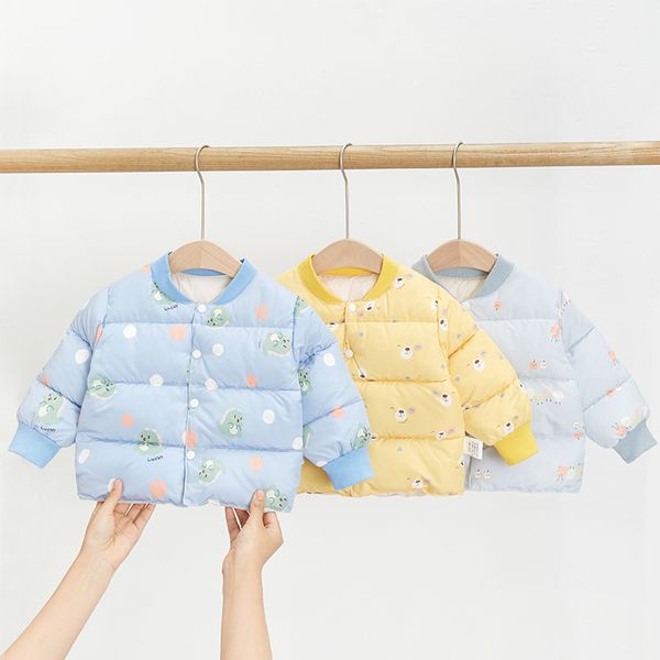 

autumn and winter female baby foreign style boy padded jacket coat light down cotton thickened children's, Blue;gray