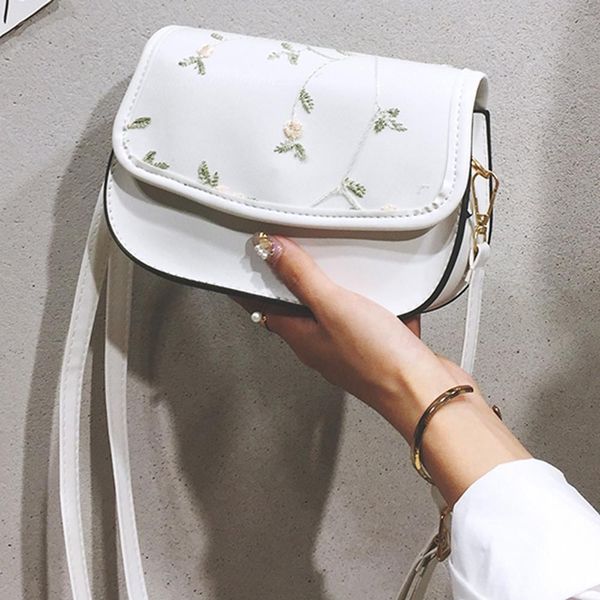 

fashion leather cross body solid color embroidery flap cover women small shoulder bag ladies messenger bags #15, Red;black