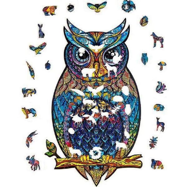 

unique wooden animal jigsaw puzzles mysterious owl puzzle gift for adults kids educational puzzle fabulous interactive games toy q1214