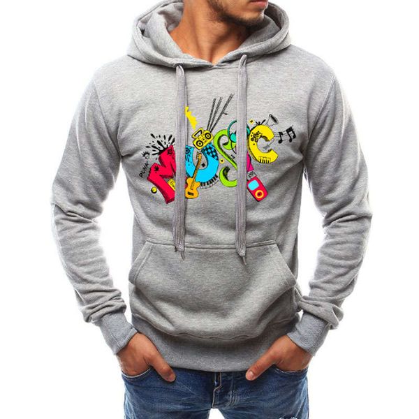 

men's hooded printed sweatshirt d711, Gray