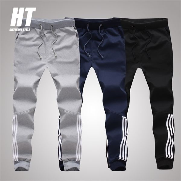 

mens joggers sweatpants elastic stretch casual pants fitness gym tracksuit bottoms stripe streetwear male trousers big size 5xl q1217, Black