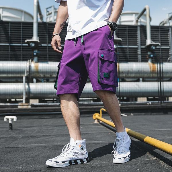

streetwear summer shorts men casual side-pocket mens beach shorts 2020 new knee-length bermuda short pants men1, White;black