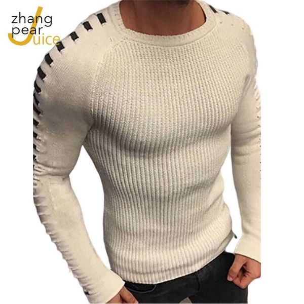 

winter spring men's sweater men's o neck stripe print casual sweater slim fit knitted pullovers, White;black
