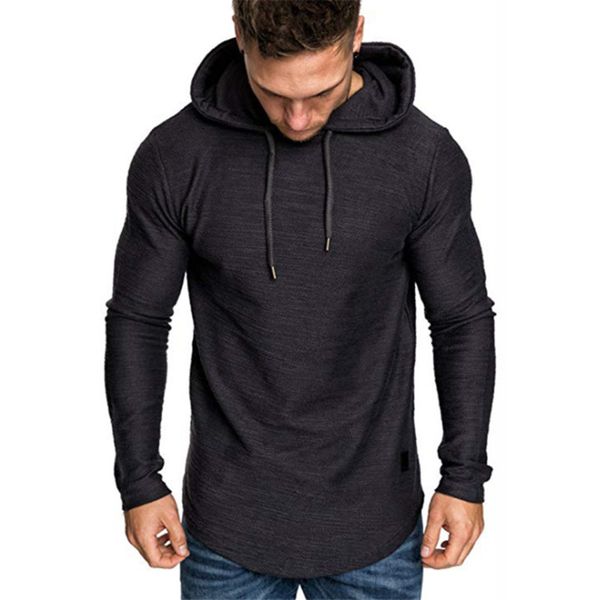 

men's casual long solid color short hoodie short sleeve hooded slim fit tracksuit jacket with hat men male camiseta c0127, Black