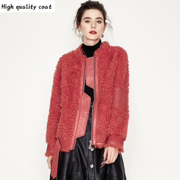 

sheep vintage 100% wool jacket shearling winter coat women clothes 2021 real fur coats korean elegant casaco feminino 8026, Black