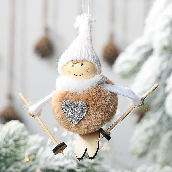 

christmas tree decoration pendant wool feather ski doll toy pendant pendant 2021 christmas gift for kids baby jllhhg, Black