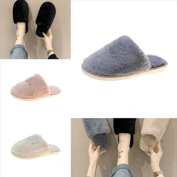 

n93ow women home fur slippers colorful jelly bag summer floor slipper cute plush ball indo cute slides slippers fashion furry fluffy, Black