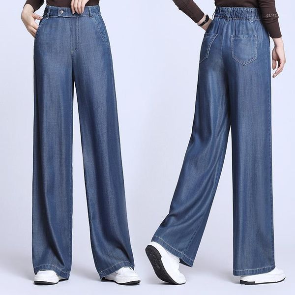 

the drape thin waist new summer big yards loose straight recreational ice silk the land wide-legged pants of female1, Blue