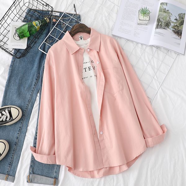 

2021 new solid shirts womens blouses lady white long sleeve female clothes outwear office wear spring autumn news zh12