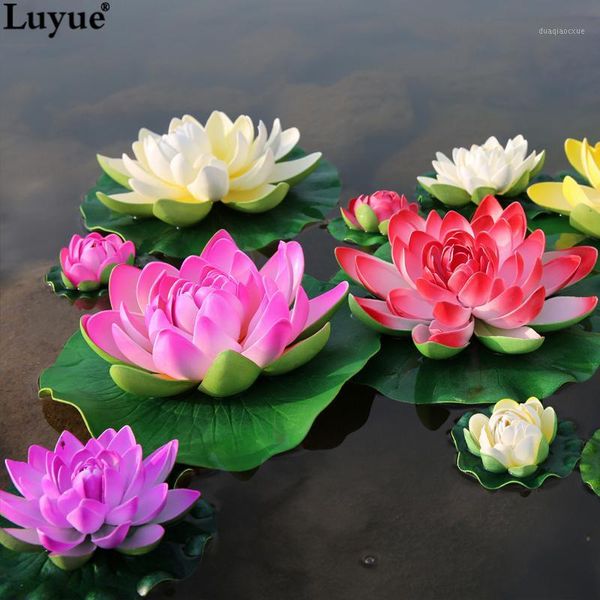 

decorative flowers & wreaths luyue 5pcs/lot artificial foam lotus fake bouquet for wedding decoration fish tank floating water simulation li