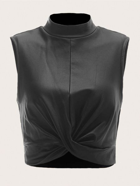 

mock neck twist front tank 31tg#, White