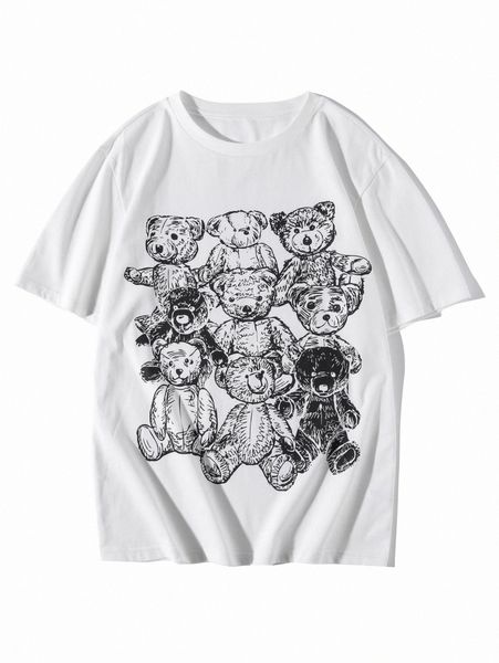 

men cartoon bear print tee 28aj#, White;black