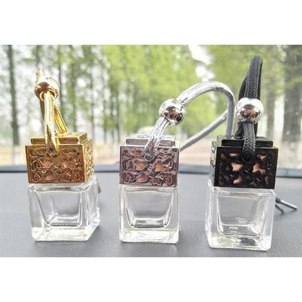 

new cube perfume bottle car hanging perfume rearview ornament air freshener for essential oils diffuser fragrance empty glass bottle