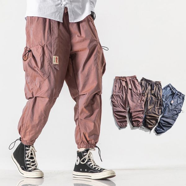 

2021 chinese streetwear cargo autumn winter new casual oversize trousers fashion vintage male pants clothing ekpt, Black