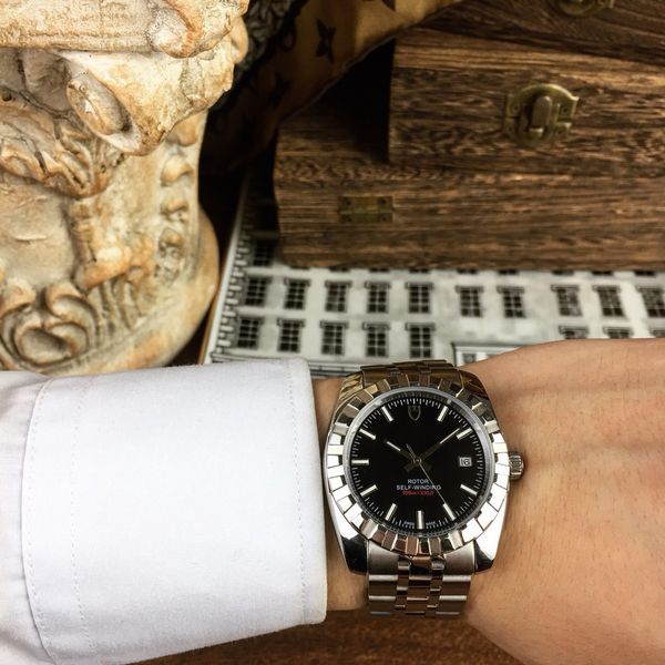 

mechanical leisure waterproof universal pin buckle quartz ordinary pointer china automatic mechanical watch, Slivery;brown