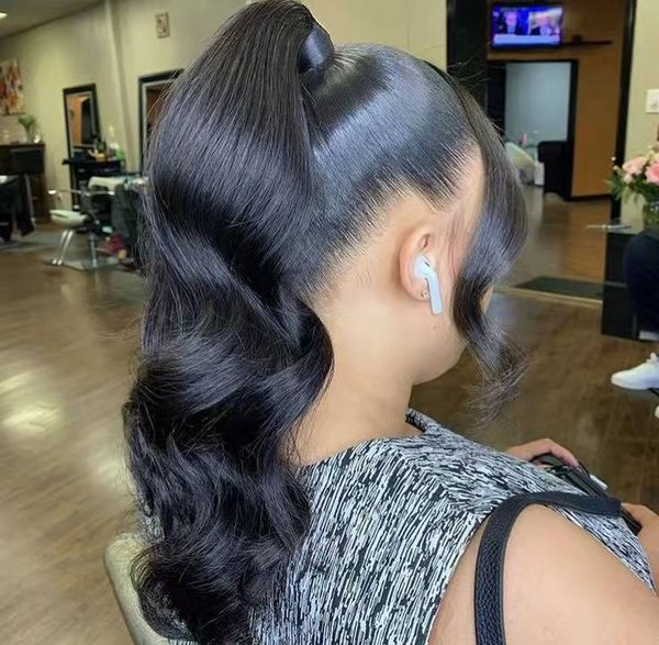 

human hair ponytail/brazilian body wave /14inches 1b, Black