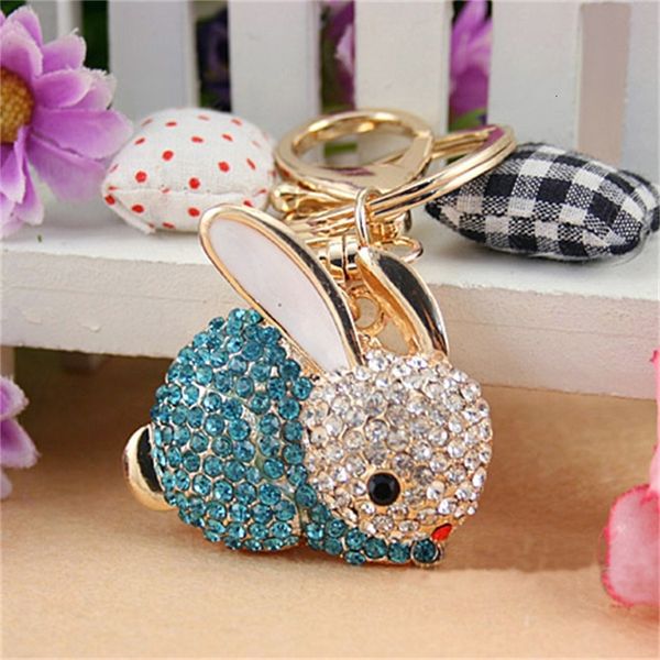 

rabbit drop shipping, full keychain rhinestone animal keyring,cute ,purse/handbag charms /accessory, nice gift,alloy cry, Slivery;golden