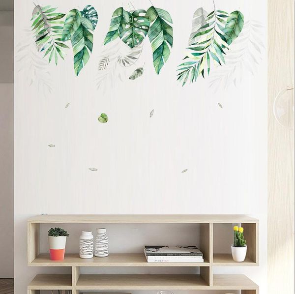 

2020 new green leaves vine wall stickers for living room bedroom tv sofa background self-adhesive wall decals