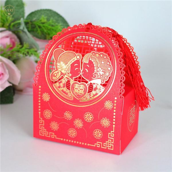

gift wrap embossing style laser cut red chinese wedding boxes 10pcs
