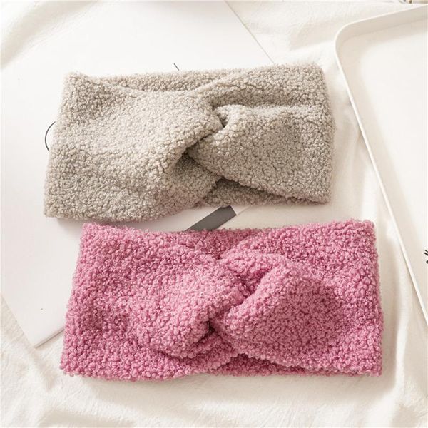 

women headband ear warmer fluffy cross knotted wide brim hairband winter lovely faux fur bandage solid color hair accessories q bbytpc