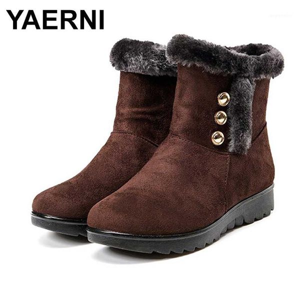 

yaerni2020 fashion women snow boots winter warm boots thick plush flat ankle for women cotton shoes woman botas mujere11901, Black