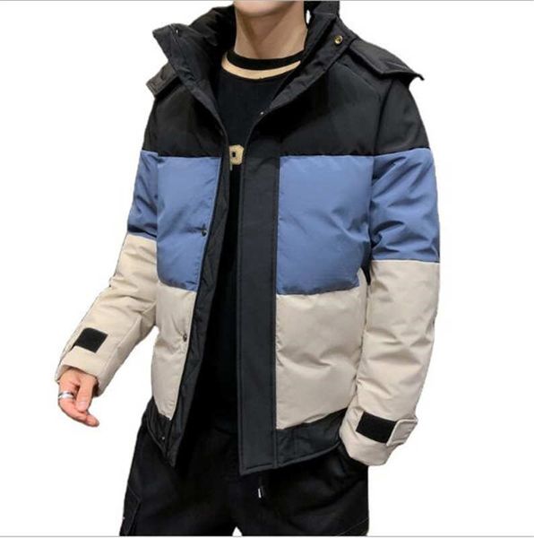 

new winter cotton clothing casual youth hooded thick warm jacket casual fashion brand men's clothing, Black