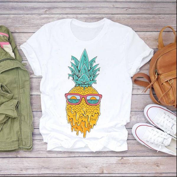 

women 2021 summer pineapple beach time cute fruit sweet t shirts t shirt ladies womens graphic female tee t shirt, White