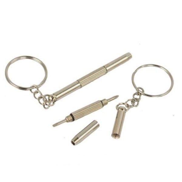 

combination portable wkoud screwdriver multifunctional mini outdoor utility pocket multi tool keychain key ring clasp, Silver