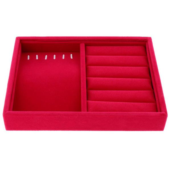 

stackable velvet jewelry tray earring bracelet necklace holder storage box, Pink;blue