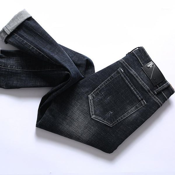 

2019 new autumn winter retro nostalgia straight black denim jeans men plus size 28-40 men long pants trousers classic biker jean1, Blue