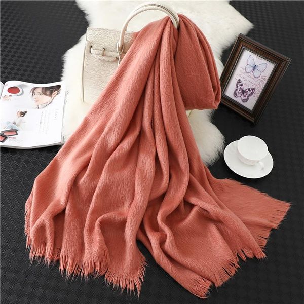 

2021 new women scarf fashion winter solid cashmere scarves lady shawls and wraps bandana female foulard blanket thick warm plush, Blue;gray