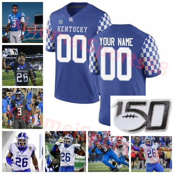 

kentucky wildcats college football jerseys 1 lynn bowden jr. 3 terry wilson 26 benny snell jr. 8 danny clark asim rose jr. customize, Black