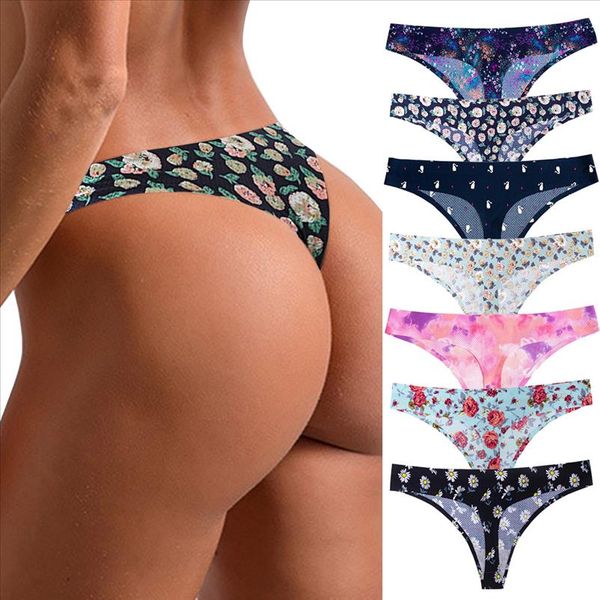 

women flowers lingerie temptation low waist panties thong breathable underwear female g string intimates drop shipping, White;black