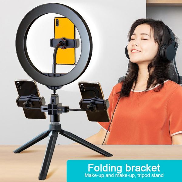 

flash heads 26cm/10 inch pography led selfie ring light dimmable camera phone lamp with tripod for makeup youtube video fill